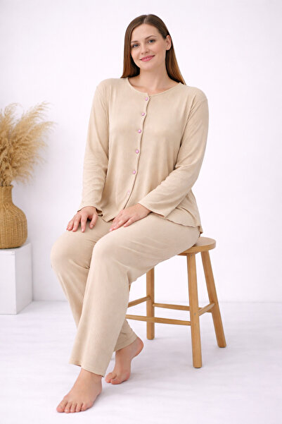 sleeproom Uzunkol Asymmetrical Cut Bürümcük Pajama Set