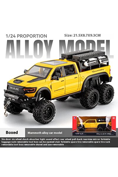 choice2 سيارة لعبة أطفال صفراء كبيرة الحجم (1:24) من نوع Mammoth 6X6 للطرق ال...