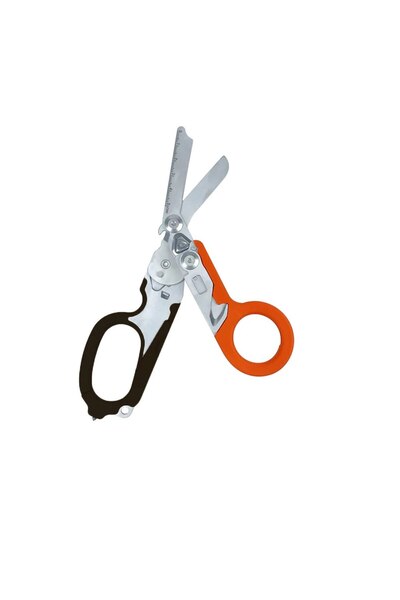 Choice5 مقص طوارئ رابتور متعدد الوظائف باللونين البرتقالي والأسود، مزود بقاطع...