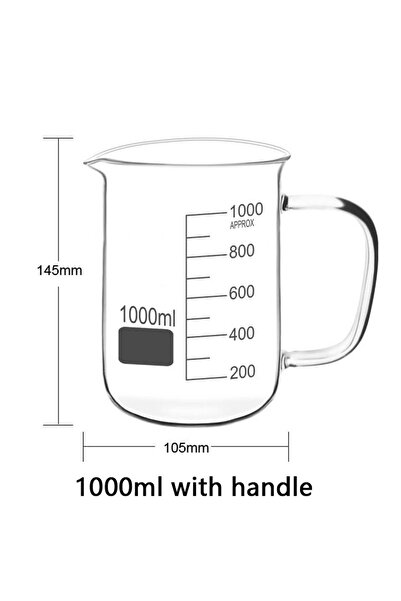 Choice10 كوب قياس زجاجي عالي الجودة من البوروسيليكات، سعة 50-1000 مل، مزود بم...