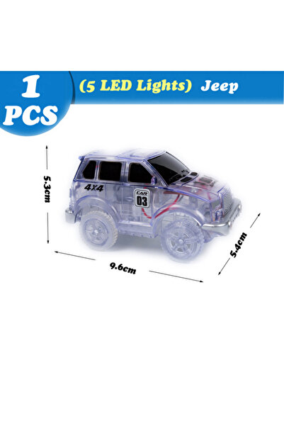 Choice5 سيارة جيب لعبة مضمار سباق سحري متوهج، مزودة بإضاءة LED، قطع غيار سيار...