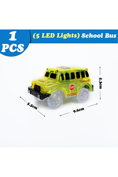 Choice1 School Bus Magical Glowing Race Track Car Toy Vehicle LED Light Elect...