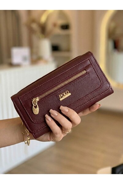 PurpleART Women's Burgundy Polo Embroidered Magnetic Cover Large Horizontal W...