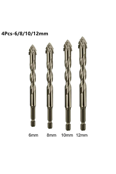 Choice5 6-8-10-12mm Hex Masonry Drill Bits 1/4 Shank Titanium Steel Metal Cro...