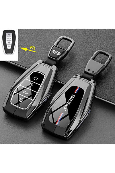 Choice1 غطاء مفتاح سيارة من سبائك الزنك أسود اللون، مصمم خصيصًا لسيارة جيلي ك...