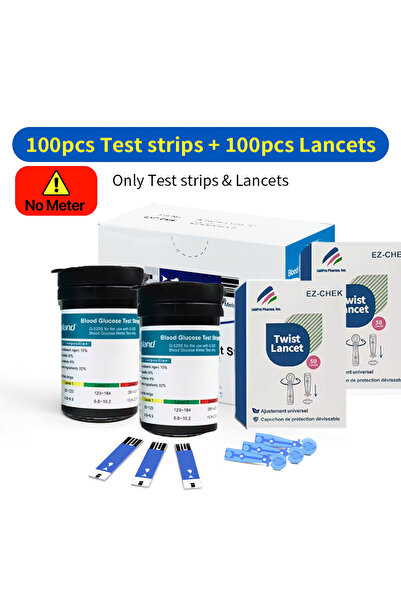 DUTRIEUX مجموعة شرائط اختبار جلوكوز الدم (100 شريط) - 50/100/200 شريط مع إبر وخز