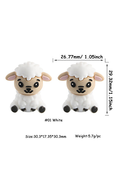 Choice24 5pcs white 5Pcs New 3D Fal Silicone Beads Dinosaur Cow Monkey Bead F...