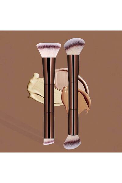 Choice فرشاة مكياج احترافية برأسين، لون بني، قطعتان، فرشاة بودرة، فرشاة أحمر ...