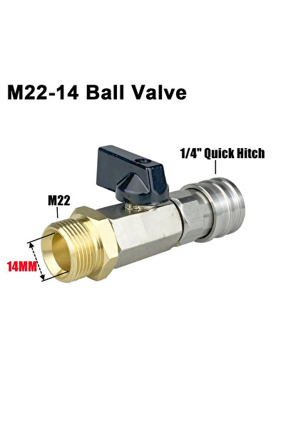 Choice3 محول M22-14/15 مم مع صمام كروي ووصلة سريعة 1/4 بوصة - مفتاح تشغيل/إيق...