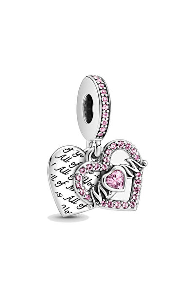 Choice10 B924 NEW 925 Silver European Pink Cake Bag Flower Heart Dress Pendan...