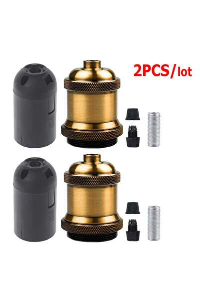 Choice5 قطعتان من حاملات المصابيح المطلية بالبرونز الذهبي E27 ذات الرأس اللول...