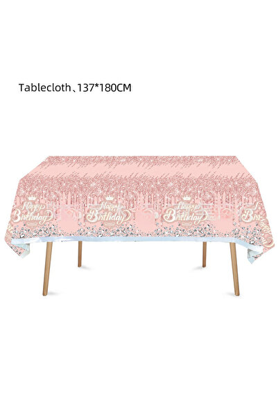 Choice10 مفرش طاولة مكونة من 10 قطع، بتصميم ماسي وردي مبهر، لوازم حفلات، أطبا...