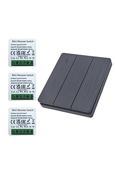 Choice1 مفتاح إضاءة ذكي لاسلكي يعمل بتردد 433 ميجاهرتز، أسود اللون، مع جهاز ت...