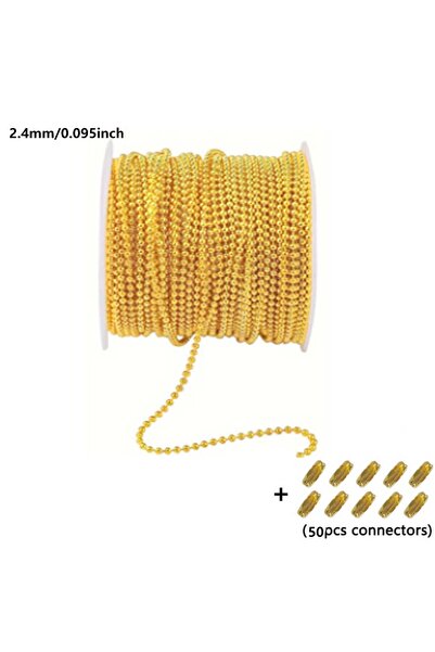 Choice7 Golden 2.4mm 1roll 1.5/2.4mm Iron Beads Chain 10m About 50 Iron Mater...