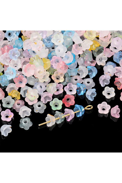 Choice5 Random mixed 300/Lots 4.5*4.5mm Acrylic Lily Flower Beads Colored Spa...