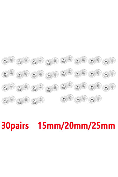 Choice1 30 زوجًا من أزرار الكبس الدائرية الشفافة، من 10 إلى 30 زوجًا، أزرار م...