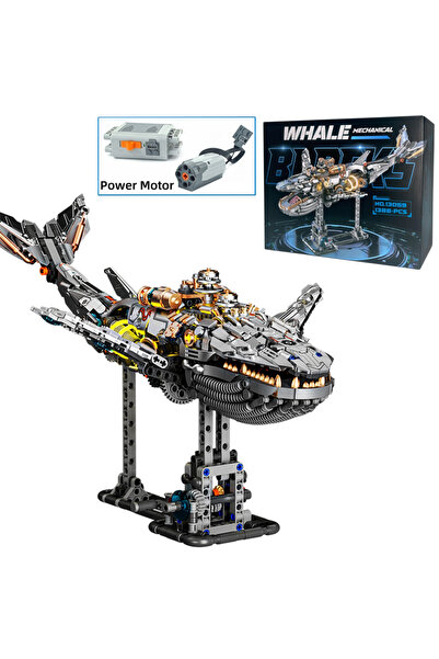 choice2 مجموعة بناء حيوانات بحرية ميكانيكية بمحرك كهربائي، حوت متحرك، طوطم، س...