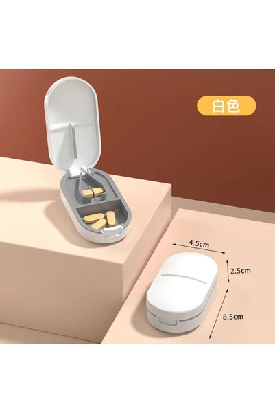 Choice green Portable Pill Splitter -2-in-1 Pill Box with Stainless Steel Bla...