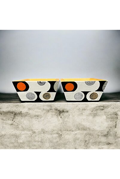 pinaart 2-Piece Special Design Square Snack Bowl, Bamboo Presentation 8X8X4 cm