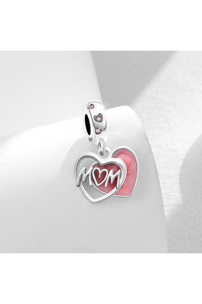 Choice41 B459 NEW 925 Silver European Pink Cake Bag Flower Heart Dress Pendan...