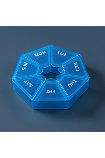 Choice3 علبة حبوب زرقاء اللون (قطعة واحدة) تكفي لسبعة أيام، موزع أدوية محمول ...