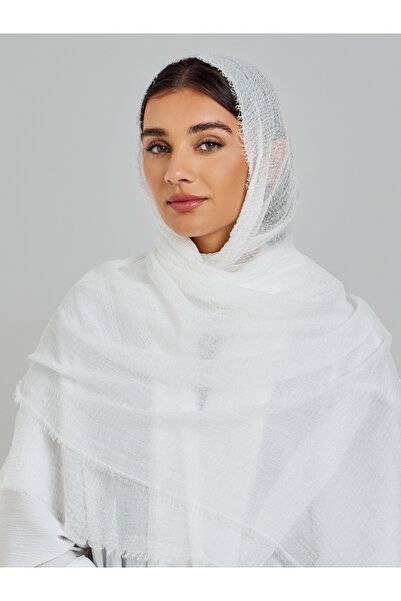Amirah By Styli White Crinkle Texture Soft Hijab