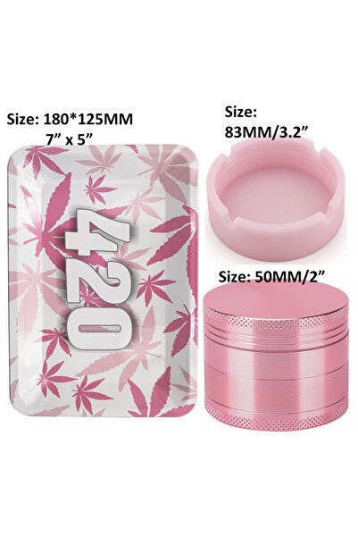 Choice4 طقم صينية لف وردية اللون 50 مم، صينية لف 40 مم، 50 مم، 63 مم، مطحنة د...