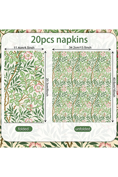 Choice3 20pcs-czj110-3 20pcs/Set Vintage Pattern Vine Long Paper Napkins, Dis...