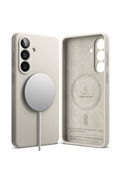 Ringke Силиконов калъф MagSafe за Samsung Galaxy S26 Plus, кремав