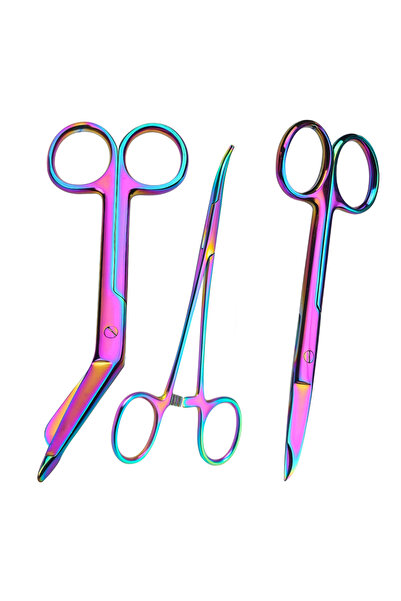 Choice 10cm-14.9cm 3PCS Kit Rainbow Titanium-Coated Suture Removal Scissors, ...