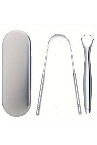 Choice6 قطعتان فضيتان، مكشطة لسان معدنية فاخرة من قطعة واحدة/3 قطع، منظف لسان...