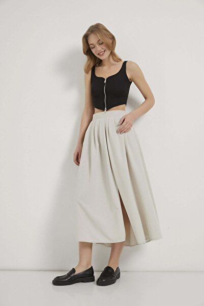 Arma Life Armalife 0444 Pleated Long Women's Skirt with Slit Detail