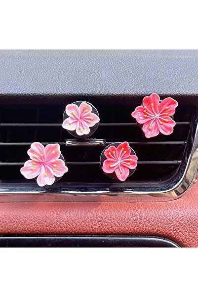 Choice4 4 قطع وردي/أحمر، 4/6 قطع، مشابك زهور لتزيين فتحة تهوية مكيف السيارة