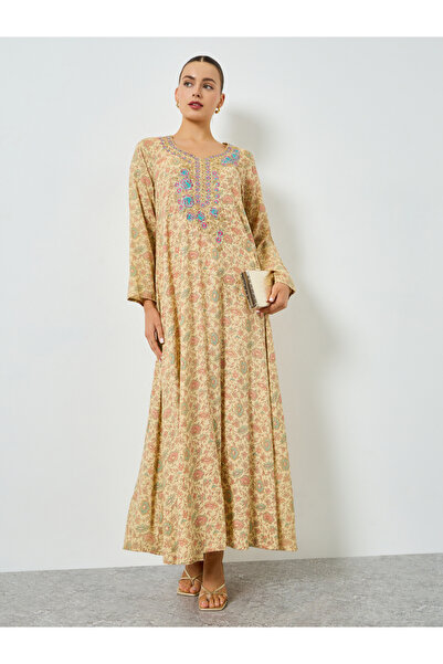 Maxim Creation By Styli All-Over Print Embroidered A-Line Jalabiya