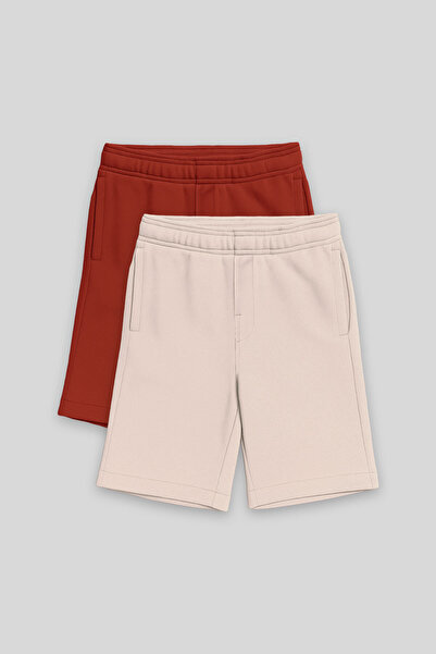 TOMMY LIFE Pachet de 2 pantaloni scurți pentru băieți, standard, bej-bej cără...