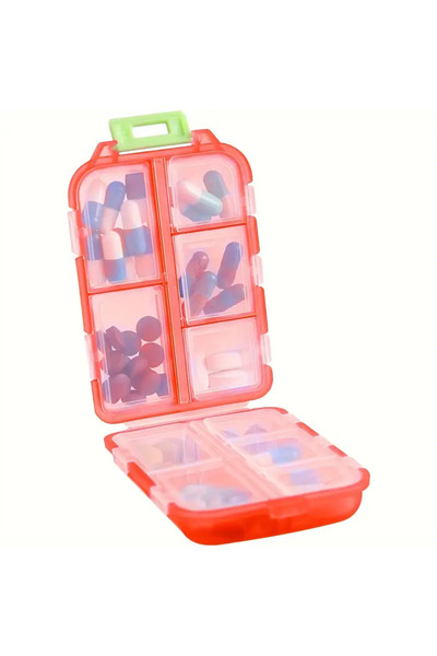 Choice3 1 PC Red Pocket Portable Pill Storage Box, 10 Compartments Travel Pil...