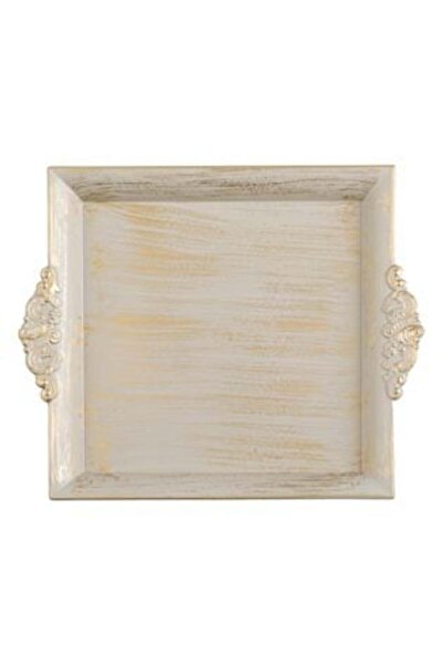 JACQUELINE Square Decorative Plastic Plate Beige Gold Brushed 30 x 26 cm