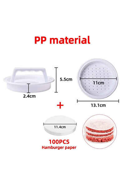 Choice1 مكبس لحم هامبرغر أبيض مكون من قطعتين، قالب هامبرغر من الفولاذ المقاوم...