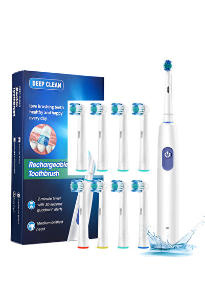 Choice فرشاة أسنان كهربائية دوارة بثمانية رؤوس، مقاومة للماء، لتنظيف الأسنان.