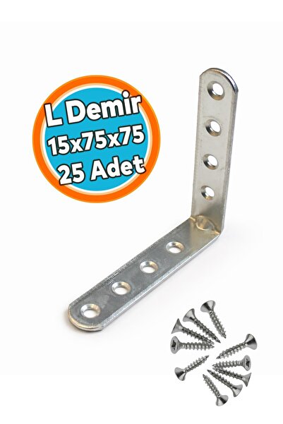 NZB (25 Adet) L Demir Gönye Oval Başlı 15x75x75 mm Mobilya Montaj Bağlantı Kö...