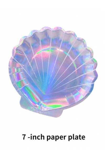 choice2 10pcs 7in plate Mermaid Party Colorful Shell Disposable Tableware Sum...