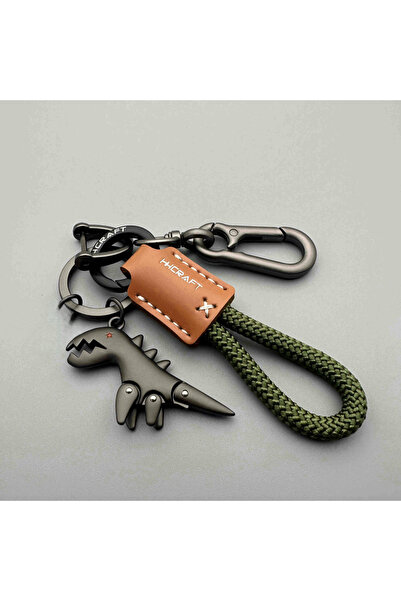 Choice7 سلسلة مفاتيح ديناصور معدنية فاخرة من جلد منسوج، طراز 5، للدراجات النا...