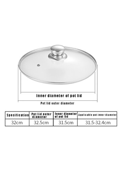Choice8 غطاء قدر زجاجي مقوى 32 سم، غطاء مقلاة بحافة من الفولاذ المقاوم للصدأ،...