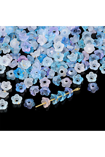 Choice11 Blue purple 300/Lots 4.5*4.5mm Acrylic Lily Flower Beads Colored Spa...