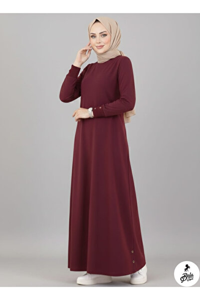 Bala Giyim Hijab Dress with Button Detail on Sleeves and Skirt
