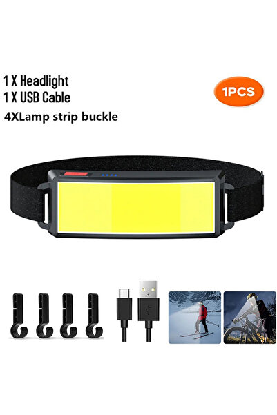 Choice3 مصباح رأس LED قوي بتقنية COB مزود بخطاف، قابل لإعادة الشحن من النوع C...