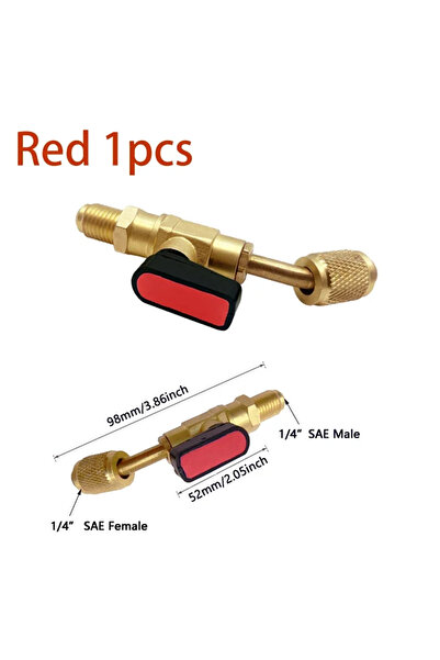 choice2 1pcs Angled red Refrigerant Angled Shut-Off Ball Valve Adapter 1/4" S...