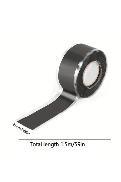 Choice3 شريط عازل سيليكوني أسود فائق القوة مقاوم للماء بطول 1.5 متر وقطر 25 م...