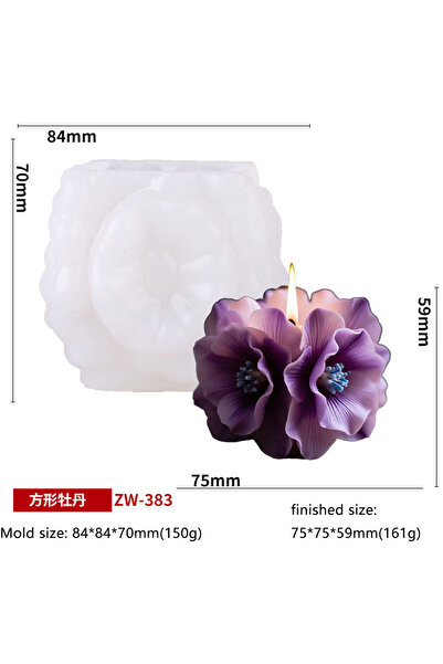 Choice1 ZW383 Hydrangea Macrophylla Peony Silicone Candle Mold Handmade Squar...