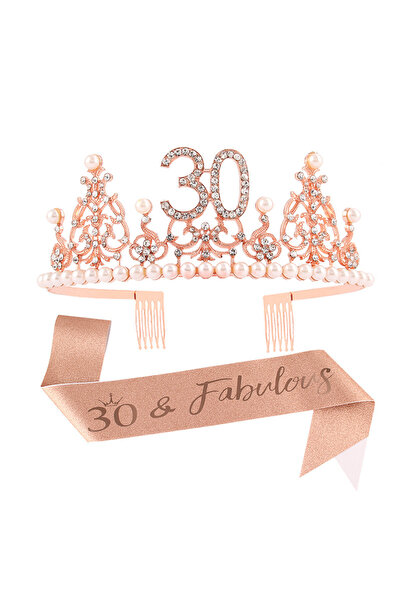 Choice3 30 13 16 18 21 30 40 & وشاح لامع رائع وتاج مرصع بأحجار الراين باللون ...